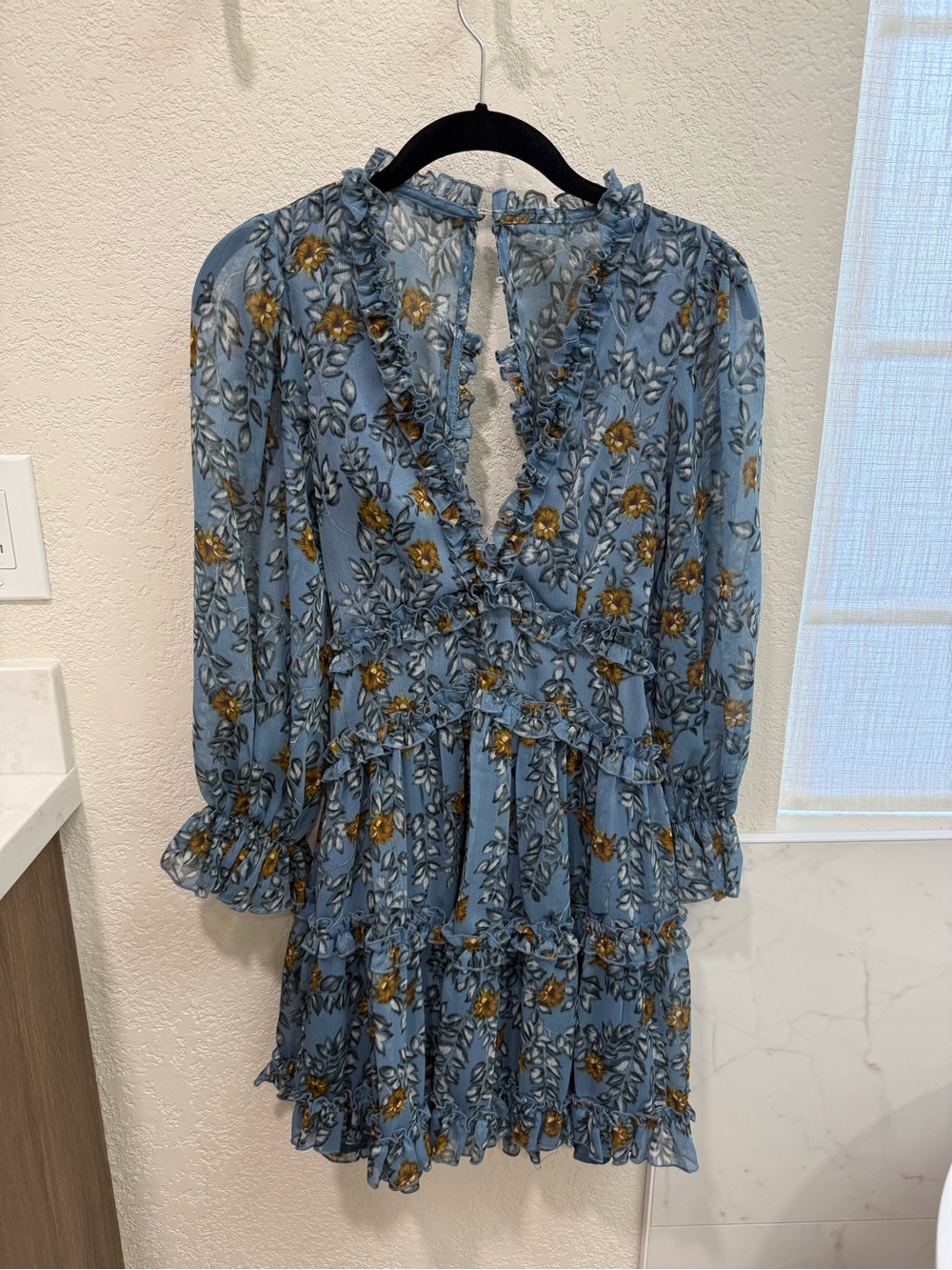 Deep V flowy mini dress